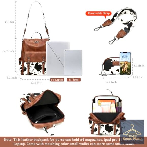 PU Leather Backpack Purse for Women with Laptop Compartment Convertible main image 4